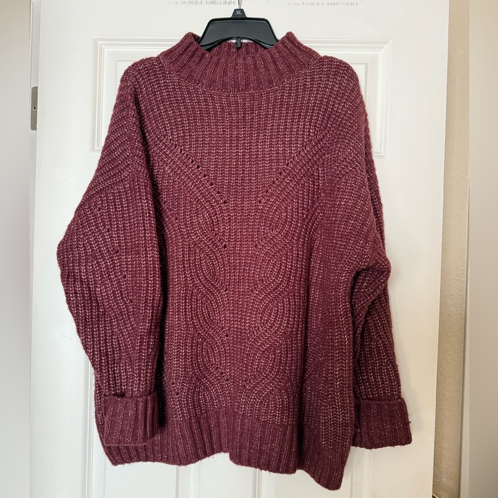 Columbia Maroon Mock Neck Sweater